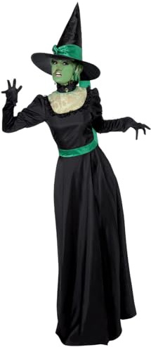 Smiffys, Damen Böse Hexe Kostüm, Kleid und Hut, Größe: L, 33134