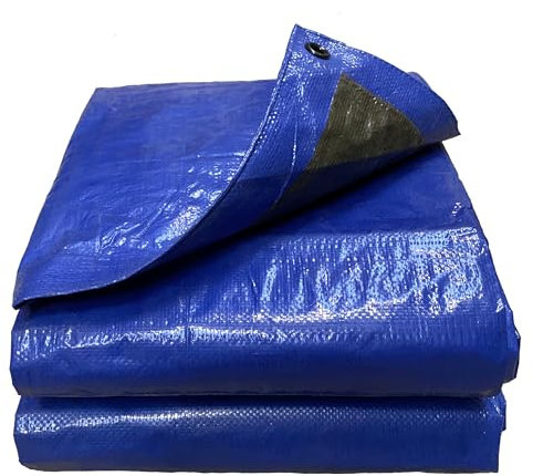 Tarpaulins Direct 4.0m x 2.5m Heavy Duty 110gsm Blue/Green Tarpaulin Durable Waterproof Sheet Cover with Reinforcved Eyelets