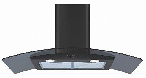 CDA ECP92 Black 377m3/h D – Cooker Hood (377 m3/h, Duct/Recirculation, 60 dB, Black, 2 Bulbs), Halogen