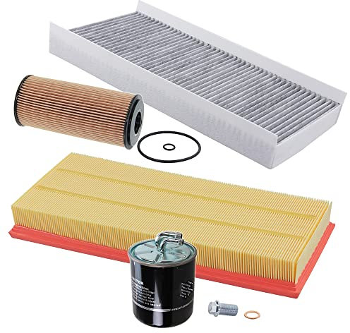 BESTPRICE Set di filtri di ispezione con 1x filtro aria, 1x filtro abitacolo con carboni attivi, 1x filtro olio, 1x filtro carburante, compatibile con MERCEDES Classe A (W169), Classe B (W245)