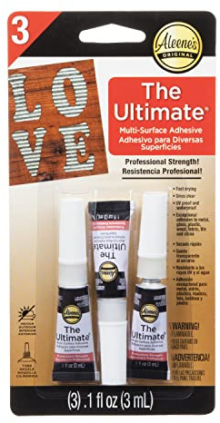 Aleene's The Ultimate Multi-Surface Adhesive, Professional Strength Glue, Strong Bond, Fast Drying, UV & Water Resistant, Repairs, Models, Metal, Glass, Plastic, Wood, Fabric, Stone, .1 fl oz 3-Pack