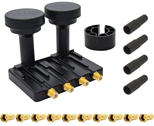 WILTAnet PremiumX Monoblock Quad LNB 0,1dB für Sat Schüssel Astra 19,2° Hotbird 13° 4 Teilnehmer 4X Gummitülle 10x F-Stecker