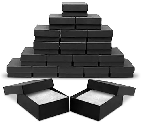 Novel Box Schmuck-Geschenkbox, aus schwarzem Karton, 7,6 x 5,7 x 2,5 cm, 20