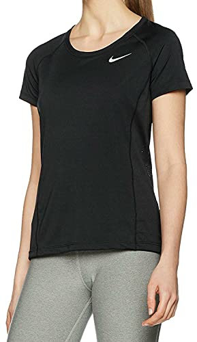 Nike Damen Dry Miler Top Crew Kurzarm-Shirt, Black, M
