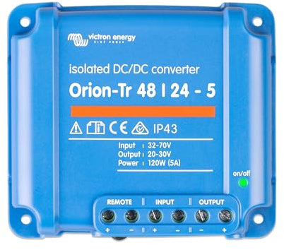 Victron Energy Orion-Tr Spannungswandler - 48/24-Volt 5 Ampere 120-Watt - IP43 Geschützt - DC-DC Konverter für Doppelbatteriesysteme - Isoliert