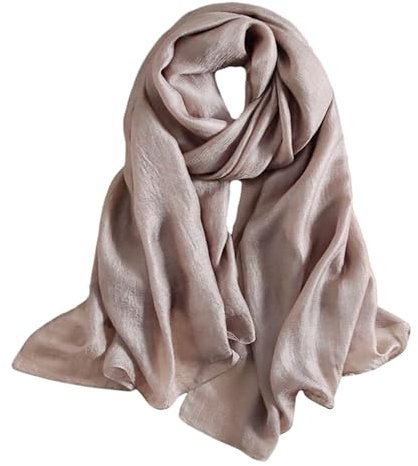 Lina & Lily Damen Langer Schal Stola Federleicht mit Glanz-Schimmer (Champagner)