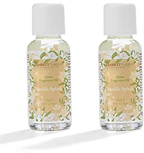 Hassett Green London Vanilla Splash Fragrance Oil - Two 30ml Glass Bottles - Suitable for Ultrasonic Diffusers Humidifiers & More
