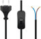 CABLEPELADO Cavo di alimentazione con interruttore ON/OFF tipo C CEE7 | Spina bipolare | Sezione 0,75 mm² | HO3VVH2-F | Adatto per prese, alimentatori, portalampada | Nero | 1,50 metri.
