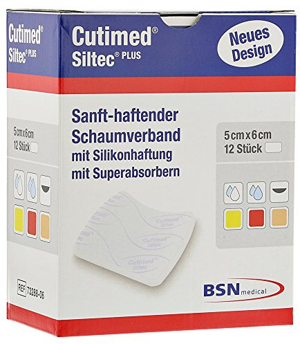 CUTIMED Siltec Plus Schaumverb.5x6 cm haftend 12 Stück