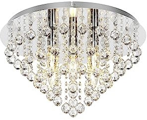 Lindby Kristall Look Deckenleuchte Metall Acryl, Deckenlampe rund 5 flammig 5x E14 max. 40W ohne Leuchtmittel Wohnzimmerlampe Schlafzimmerleuchte