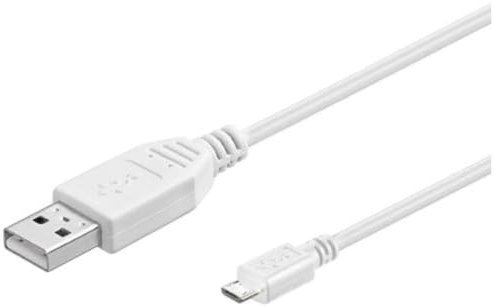PremiumCord Cable de Conexión USB - Micro USB 3m, USB A Macho a Micro B Macho, Cable de Datos USB 2.0 de Alta Velocidad 480Mbit/s, 5 Pines, 2X Blindados, AWG28, Color Blanco, 3m