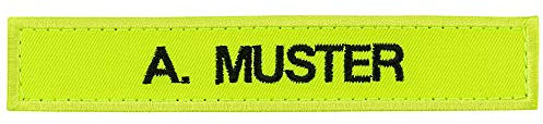 PACOTEX Namensschild bestickt mit eigenem Namen personalisiert Stickschild in vielen Größen und Farben mit Klett (100x20mm, neongelb)