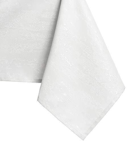 AmeliaHome Tischdecke 150x350 cm Tischtuch Tafeldecke Fleckschutz Lotuseffekt Abwaschbar Wasserabweisend Ornament Vesta weiß