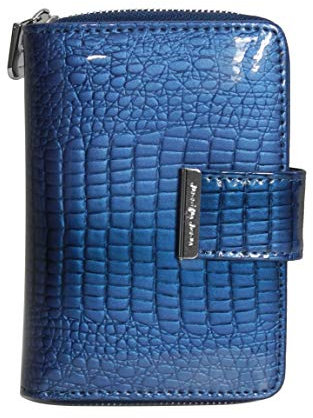 Damen-Geldbörse von Jennifer Jones - feines Mittelformat Portemonnaie Geldbeutel Börse Damenbörse Münzbörse echt-Leder (Blau Lack) - präsentiert von ZMOKA®