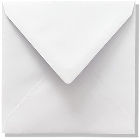 Quadratische Briefumschläge, 155 x 155 mm, 110 g/m², 15,5 x 15,5 cm, Weiß, 200 Stück