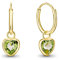 DTPsilver® KLEINE Creolen Ohrringe 925 Sterling Silber Gelb Vergoldet mit Swarovski® Elements Kristall Herz - Mädchen - Dicke 1.5 mm - Durchmesser 14 mm - Farbe : Peridot