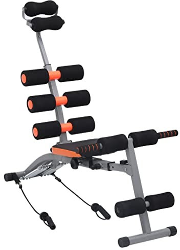 vidaXL Bauchtrainer in L-Form mit Elastischen Bändern Verstellbare Rückenlehne Rückentrainer Bauchmuskeltrainer Sportgerät Fitnessgerät Heimtrainer