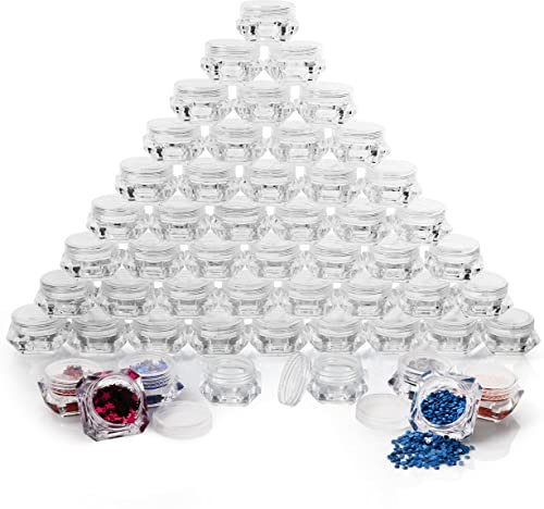 Belle Vous Lot de 100 Contenant Cosmetique Vide de Voyage Transparent en Plastique avec Couvercle - 5 g & 5 m - Pot Vide sans BPA pour Maquillage, Fard à Paupières, Crème, Ongles et Poudre