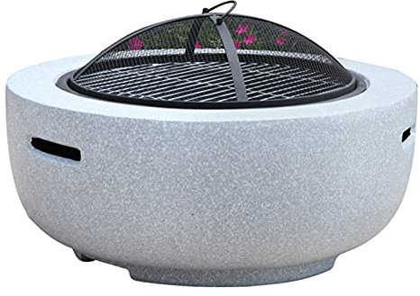 Feuerstellen Gartenterrasse Imitation Stein BBQ-Tisch, Holzbrennfeuerschüssel Im Freien Mit Funkenbildschirm Und Poker, Nachahmung Stein Freizeittisch (Size : Kit-1)