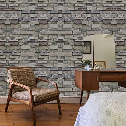 Ohmywor Brick Wallpaper Self Adhesive Wallpaper Peel and Stick Stone Wallpaper Paste Brick Effect Wallpaper Lining Paper Vinyl Film for Living Room Walls Bedroom Kitchen Bathroom 45x300CM