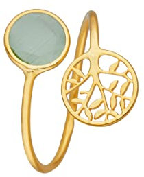 Essence Bijoux Ring aus vergoldetem 925er-Sterlingsilber mit Baum des Lebens, Dolce Jade Gold, Sterling Silber, Kein Edelstein