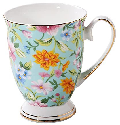 CHAODI Ceramic Coffee Cup Patterned 300ml Tea Mug with Handle Sturdy Ceramic Construction for