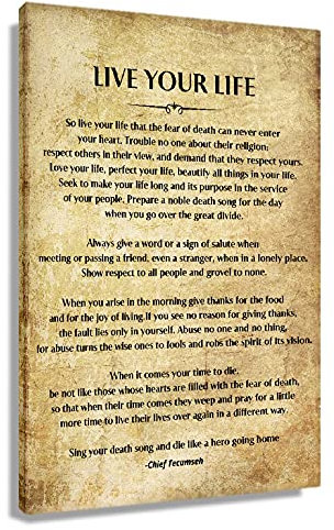 Live Your Life Gedicht, gerahmt, motivierende Wandkunstdrucke, Vintage-Leinwand-Zitate, Wanddekoration, inspirierende Poster, Dekorationen für Schlafzimmer, gerahmt (40,6 x 61 cm)