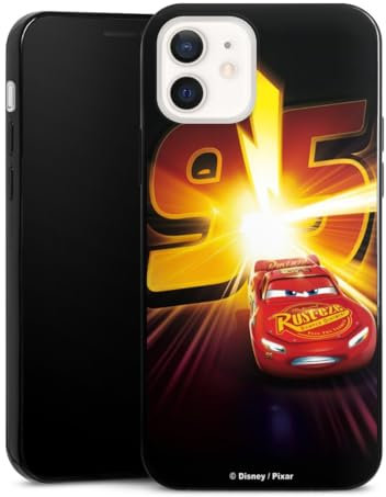 Slim Case extra dünn kompatibel mit Apple iPhone 12 Silikon Handyhülle schwarz Hülle Offizielles Lizenzprodukt Cars Lightning McQueen 95