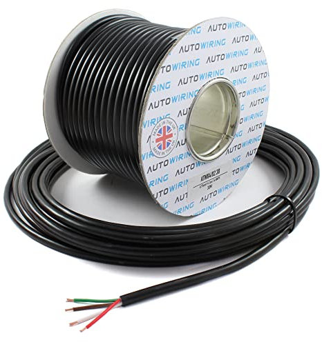 Automotive 4 Core Cable 12v 24v Thin Wall Multistrand Wire RED BROWN WHITE GREEN (0.75mm² 14Amps, 100 Meter on Roll)