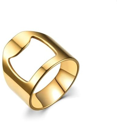 QIAMNI Stainless Steel Ring Shape Personality Bottle Opener, Simple and Easy to Carry, Multi-purpose Suitable for Nightclub Bars (gold)