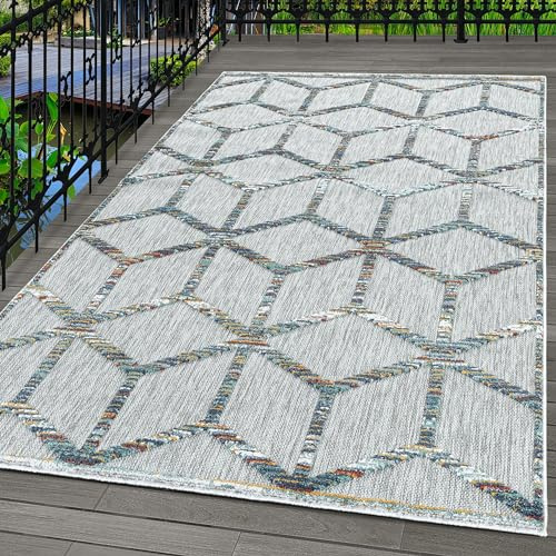 Carpettex Indoor & Outdoor Teppich Wetterfest Skandinavisch Design Teppich Küchen Balkon Terrasse Garten auch Wohnzimmer Teppich, Farbe: Multicolor, Größe: 240 x 340 cm