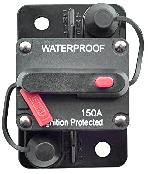 Schutzschalter 150A,DC12-48V Auto-Leitungs Schutzschalter,Wasserdicht Kfz Sicherung Leistungsschutzschalter mit Manuellem Reset-Sicherungshalter für Motor Auto Marine Boat Bike Stereo Audio