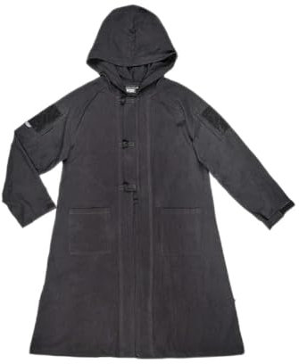 AMOC Taktische Ausrüstung, BACRAFT Taktischer Langer Mantel im Freien Trainingsmantel mit Kapuze, Schwarz, M