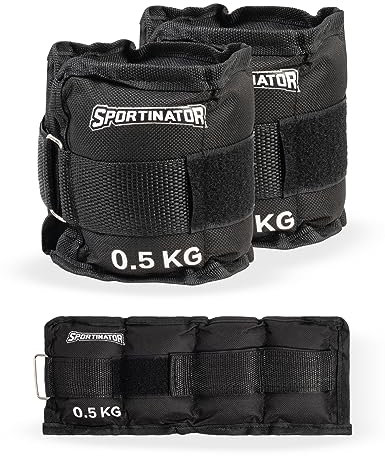 SPORTINATOR® Arm- & Bein-Gewichtsmanschetten Handgelenk-, verstellbare Klettverschluss Knöchelgewichte Trainingsgewichte Set 2 Stück 2 * 0,5/1/2/4 kg Ankle Weights für Damen, Herren (2 * 0,5 kg)