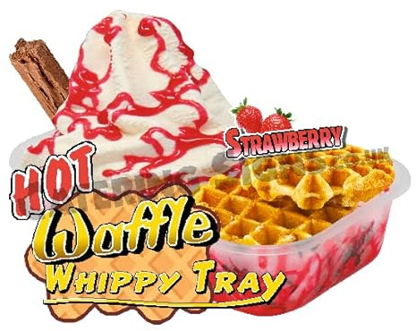 Erdbeer-Waffel-Aufkleber, Whippie-Eiscreme-Aufkleber – Catering-Van-Anhänger, gestanzter Aufkleber