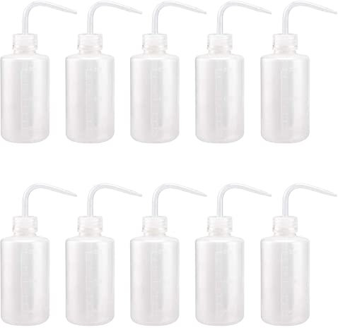 KOHAND 10 Pack Wash Bottle, 250ml Plastic Squeeze Bottle with Scale Labels, Safety Wash Bottle for Succulent Watering, Lab Using, Tattoo Wash