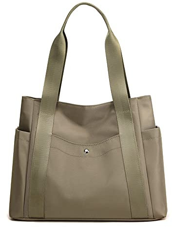JIANLINST Damen Handtasche Shopper Multi-Pocket Tote Handtasche Henkeltasche Lässige Schultertasche Khaki