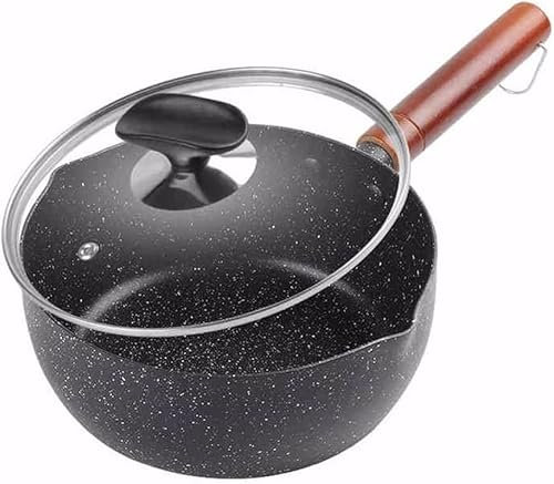 18/20/22 CM Marmites à Soupe Maifan Batterie de Cuisine en Pierre avec Manche en Bois Pot à Lait Poêle à Frire Universelle Résistant à la Chaleur Casseroles et Casseroles de Cuisine (Taille : 18cm pan