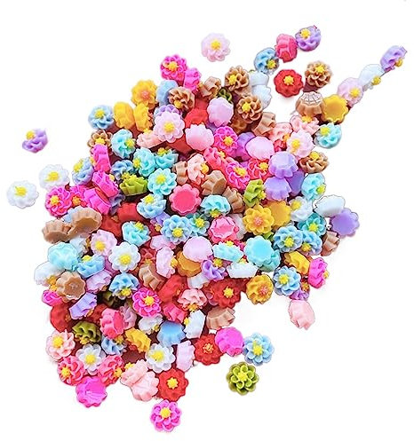 100 Stück 6 mm Kawaii Blumen Cabochons gemischte Farben Harz flache Charms kein Loch Mini Harz Gänseblümchen flache Rückseite Schmuck Verzierung für Ohrringe Ring