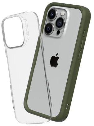 RhinoShield Modulares Case kompatibel mit [iPhone 15 Pro Max] | Mod NX - Anpassbare & stoßdämpfende Schutzhülle im schlanken Design - 3.5 Meter Fallschutz - Camo Grün