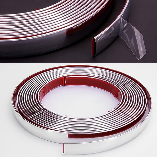 RECAMBO Zierleiste Chrom - Vielseitig, Flexibel & Selbstklebend - 16mm x 5m