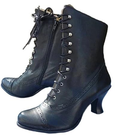 ticticlily Stivali Cowboy Donna Invernali Morbidi Stivaletti Comode Eleganti Ankle Boots A Nero 39