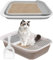 Katzentoilette Flach Groß, Katzenklo Flach Mit Schaufel, Katzenklo Niedrig für alte Katzen, Reisetoilette Katze, Faltbare Katzentoilette mit Schaufel, Katzenklo Groß, Faltbare Flache Katzentoilette