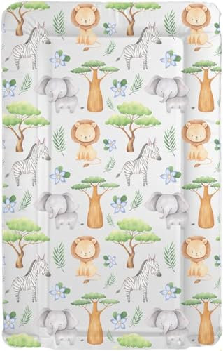 KAM Labelz Baby Nursery Waterproof Soft Padded Changing Mat| Raised Soft Edges, Easy Wipe Clean| Unisex|Nappy Change Pad Cute Lovely Animal Design for Girl Boy (Jungle Safari)