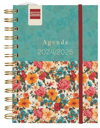 Finocam - Agenda Mini Institut 2024 2025 Semana Vista Horizontal Septiembre 2024 - Agosto 2025 (12 meses) Garden Español