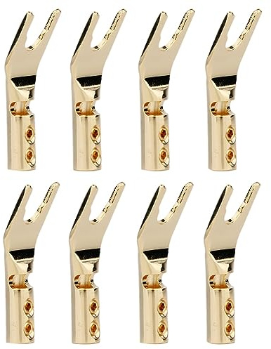MULOUTSPO 8PCS HIFI Banana Y Spade Y placcato oro puro rame vite forcella HiFi Speaker Spade connettore spine rame