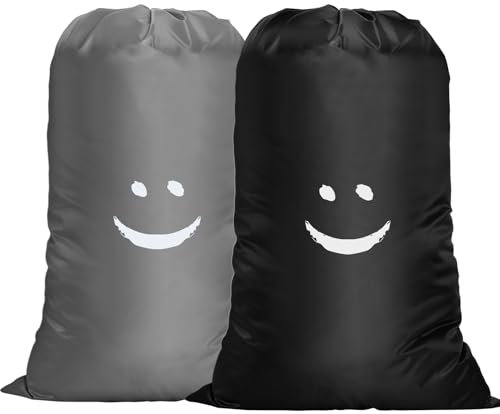 flintronic 2 Pack Extra Large Laundry Bag, 61×91cm Foldable Storage Bag, Dirty Clothes Bags, with Drawstring Closure, Durable Rip-Stop, Convenient, for Travel/Bathroom/Bedroom/Dormitory