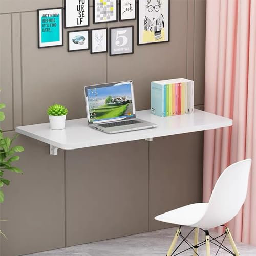 Klappbarer Wandtisch, Schwebender Schreibtisch, Laptop-Schreibtisch, klappbarer Arbeitstisch, Fallblatttisch, Wand-Schreibtisch, Computertisch, Esstisch (Weiß)