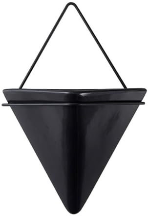 VLRBFDOI Black,M,Wall Planters for Indoor Plants, Geometric Hanging Flower Vase Vessel with Metal Hanger, Creative Wall-Mounted Ceramic Planter