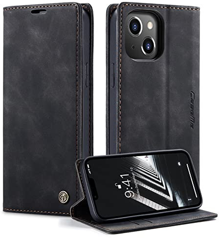 Cracedily for iPhone 14 Case, Wallet Case Flip Leather with Card Holder Magnetic Closure Shockproof Kickstand Protective Phone Cases Cover for iPhone 14, Black